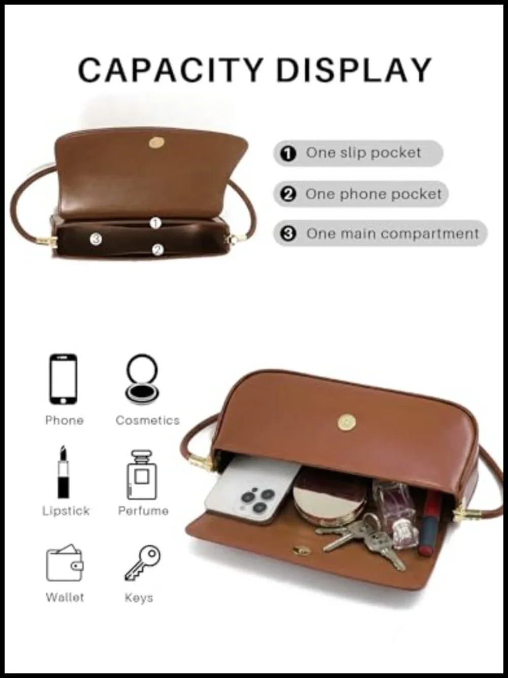 Genuine Leather Mini Hobo Handbag Clutch Purse Shoulder Bag